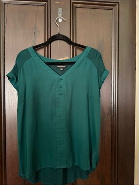 Fortune + Ivy Teal Green V-Neck Short Sleeve Blouse